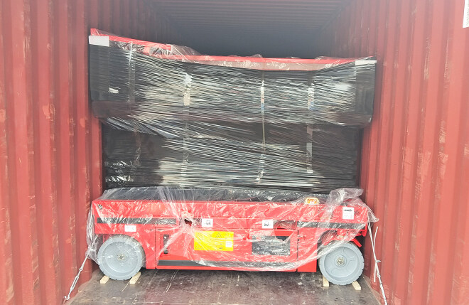 Congratulations! The Self-Propelled Scissor Lifts Ordered By The Indonesian Customer Have Been Loaded Into The Container And Shipped